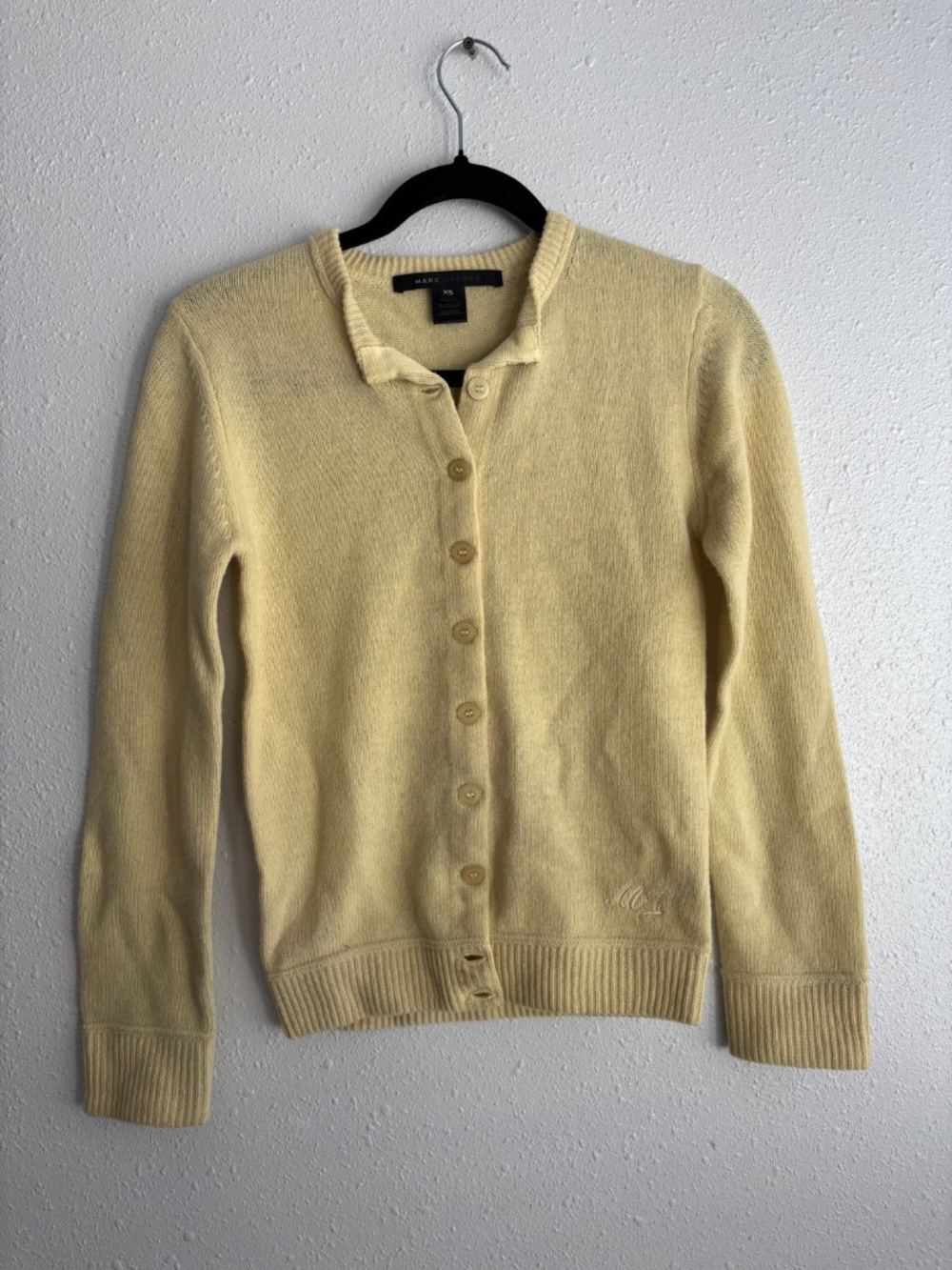 Marc Jacobs Y2K Butter Yellow Wool Crewneck Cardigan XS